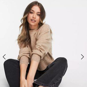 ASOS DESIGN boxy sweater with crew neck in taupe